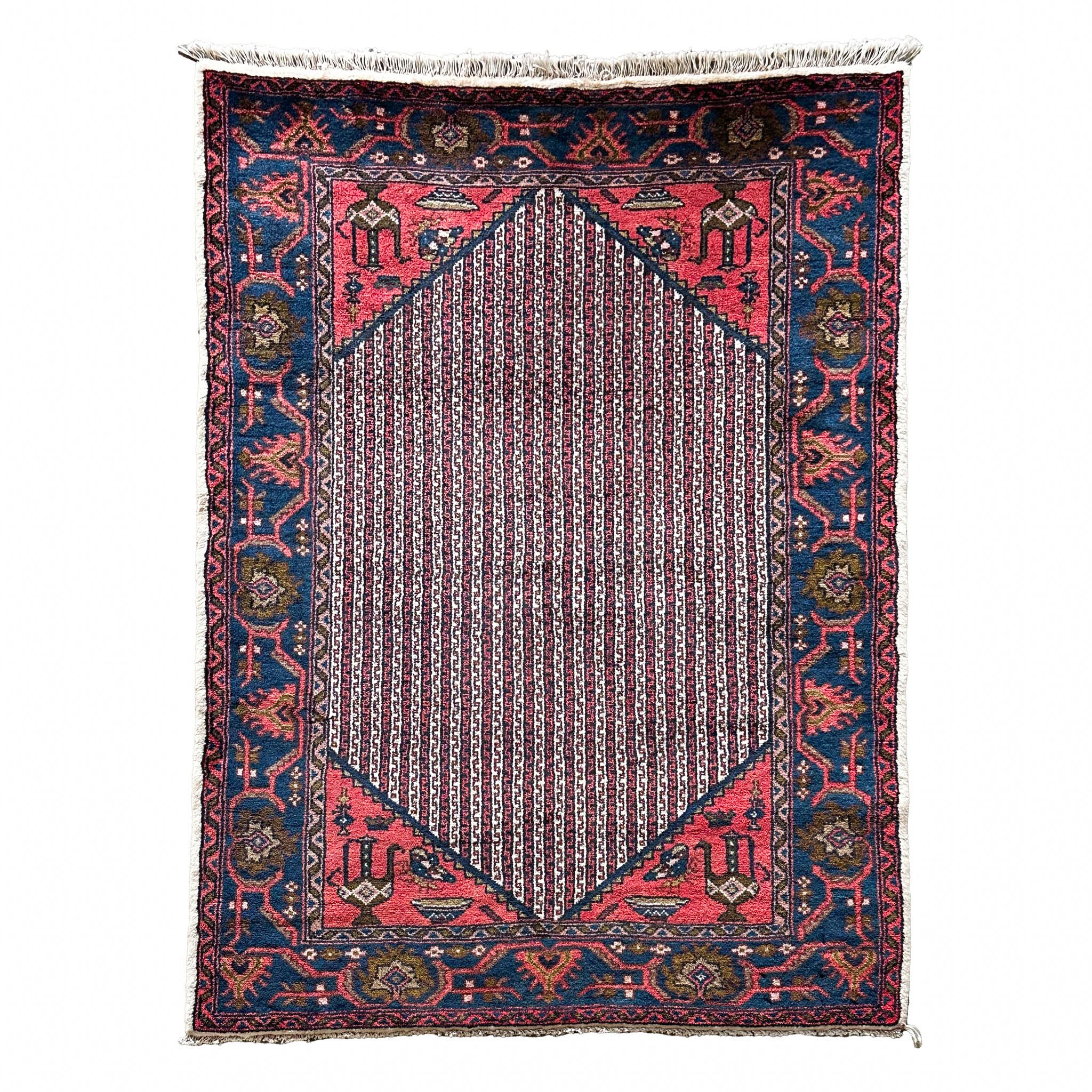 Songhor Teppich ca. 150 × 100 cm – rosa/blau & geometrisch