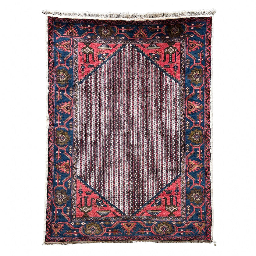 Songhor Teppich ca. 150 × 100 cm – rosa/blau & geometrisch