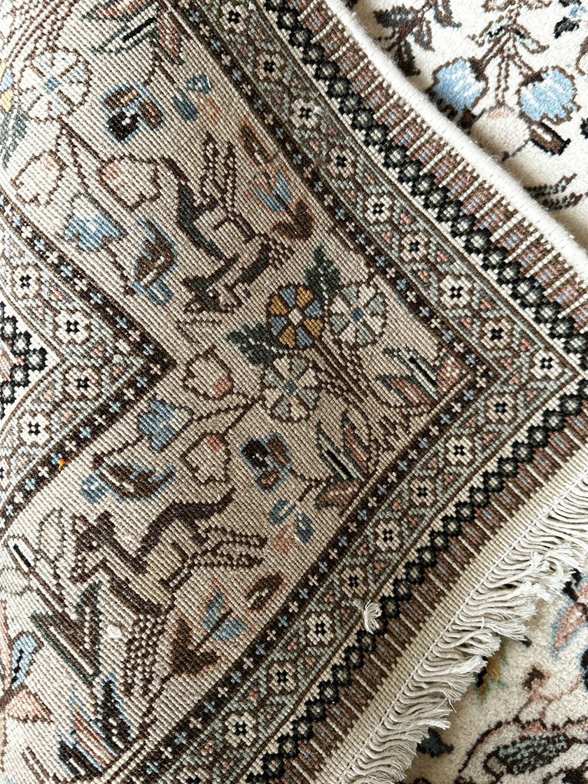 Tabatabai DD Teppich ca. 200 × 200 cm – creme/grau-blau & fein floral