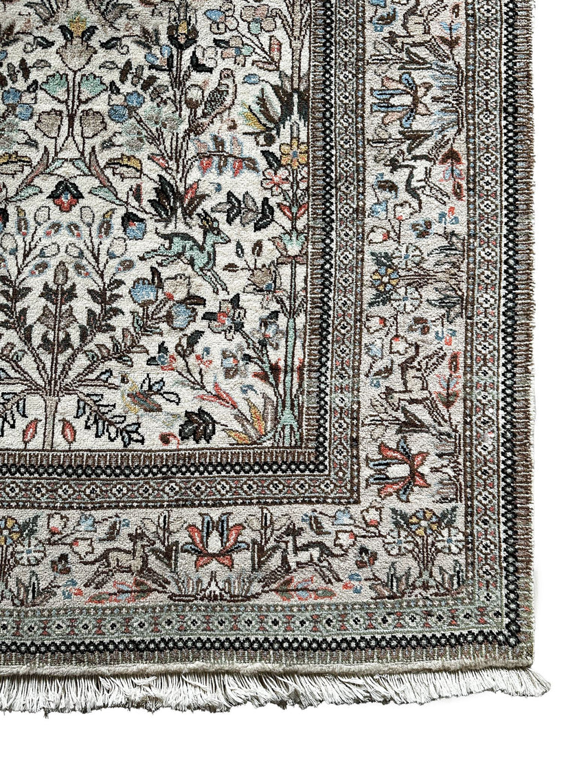 Tabatabai DD Teppich ca. 200 × 200 cm – creme/grau-blau & fein floral