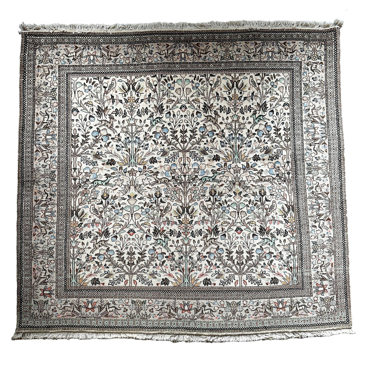 Tabatabai DD Teppich ca. 200 × 200 cm – creme/grau-blau & fein floral