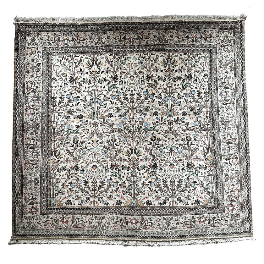 Tabatabai DD Teppich ca. 200 × 200 cm – creme/grau-blau & fein floral