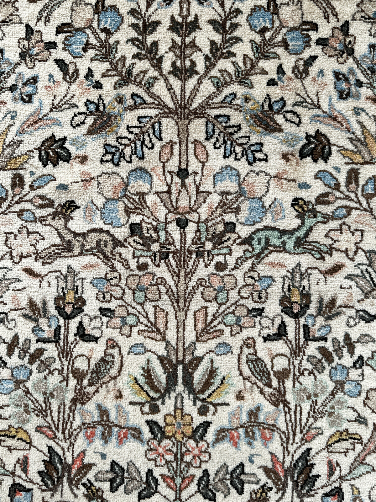 Tabatabai DD Teppich ca. 200 × 200 cm – creme/grau-blau & fein floral