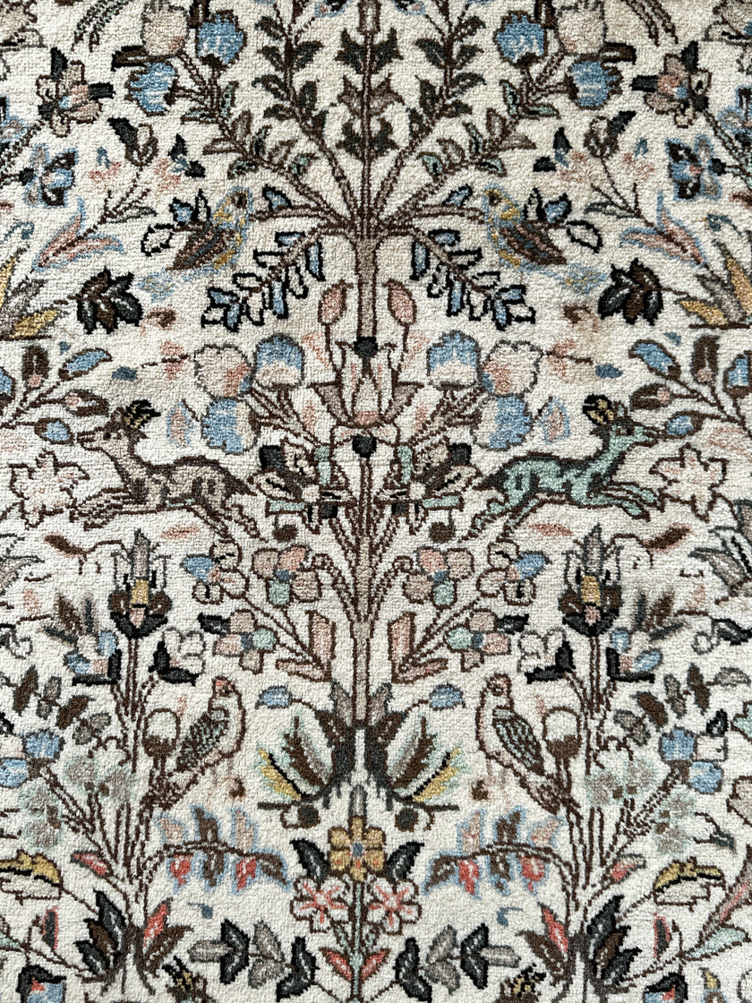 Tabatabai DD Teppich ca. 200 × 200 cm – creme/grau-blau & fein floral