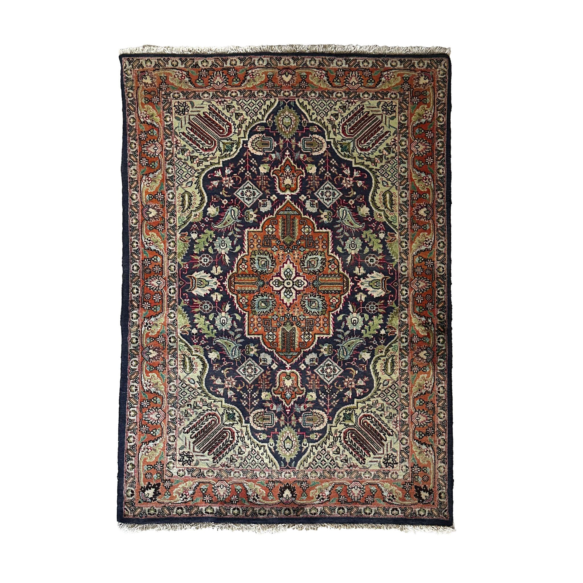 Täbriz Teppich ca. 150 × 100 cm – blau/rost/creme & klassisch