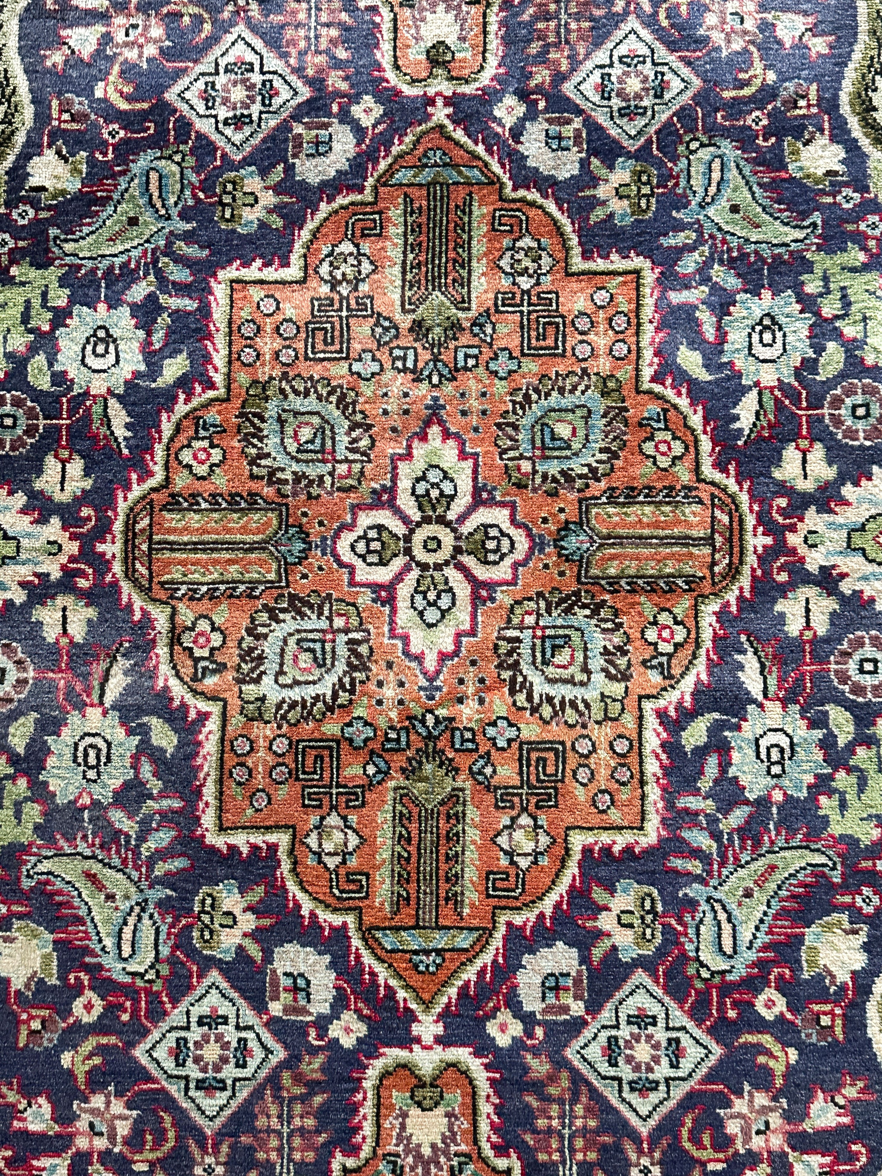 Täbriz Teppich ca. 150 × 100 cm – blau/rost/creme & klassisch