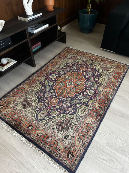 Täbriz Teppich ca. 150 × 100 cm – blau/rost/creme & klassisch