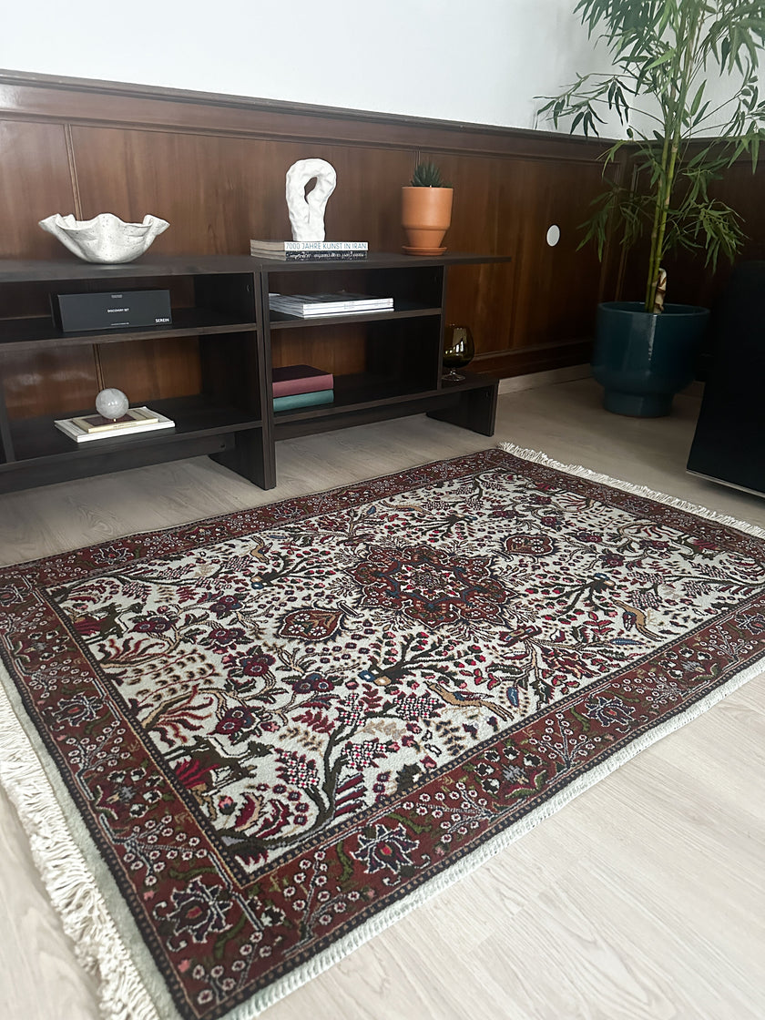 Täbriz Teppich ca. 150 × 100 cm – creme/petroleum/bordeaux & klassisch
