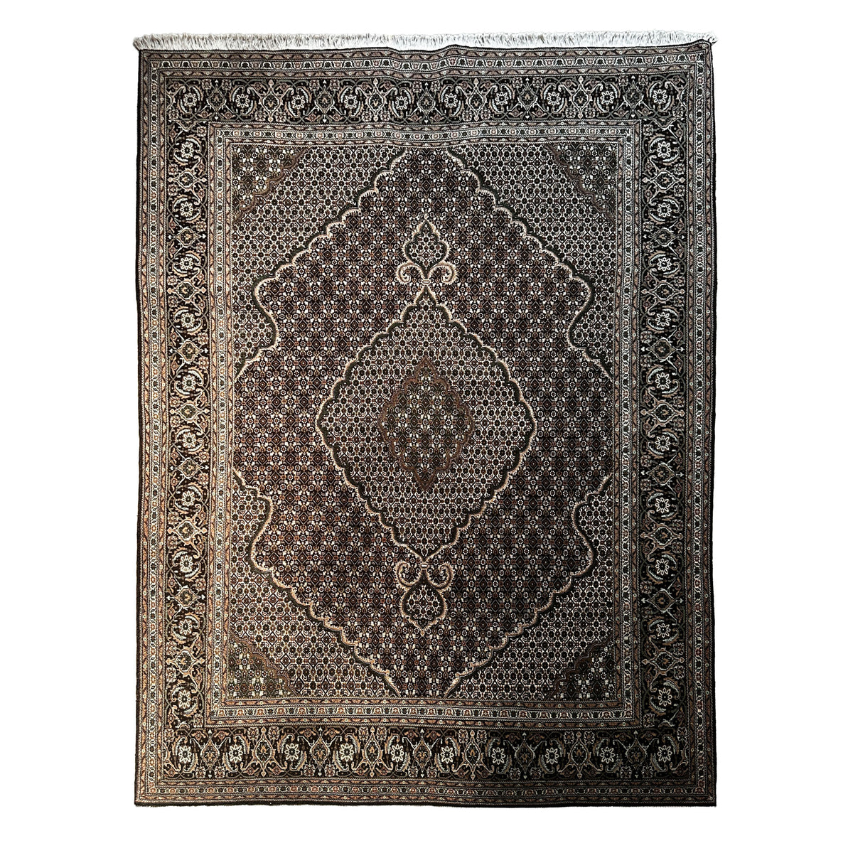 Täbriz Teppich ca. 314 × 200 cm – dunkelbraun, creme & beige