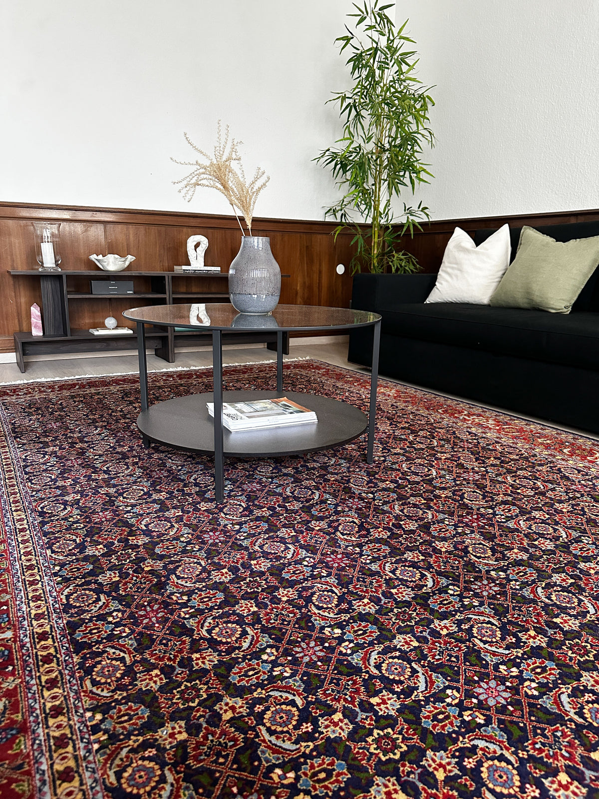 Täbriz Teppich ca. 300 × 250 cm – dunkelblau/rot & fein gemustert