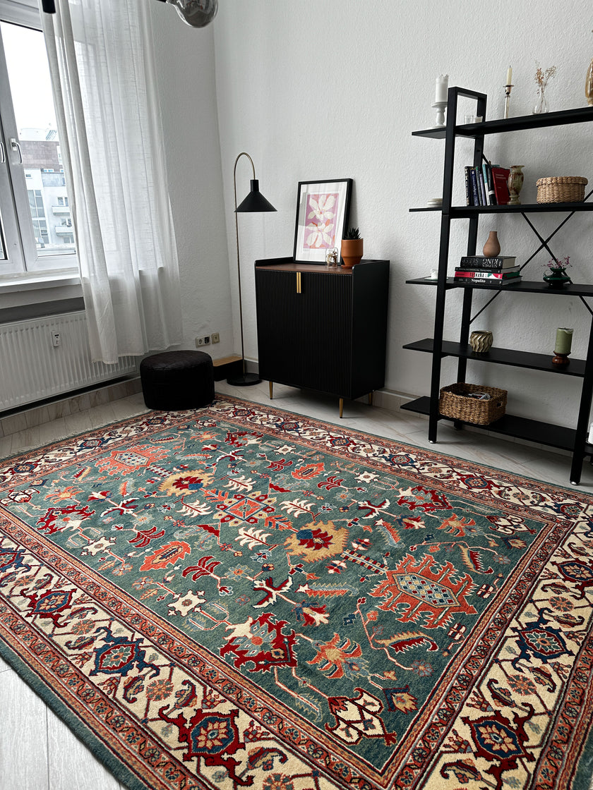 Täbriz Teppich ca. 300 × 200 cm – rot/petrol & edel