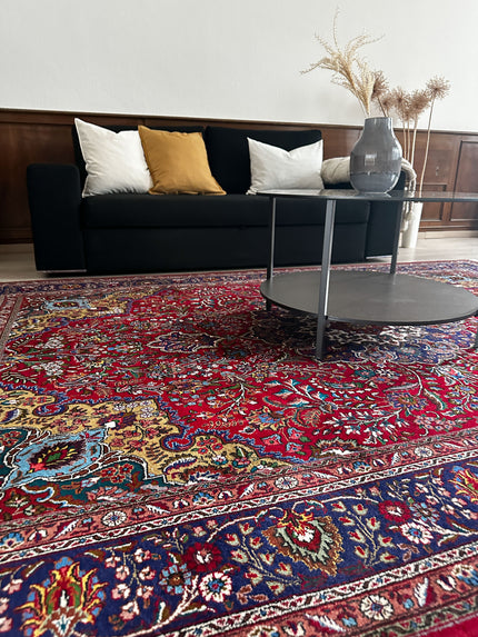Täbriz Teppich ca. 300 × 200 cm – rot/blau & luxuriös