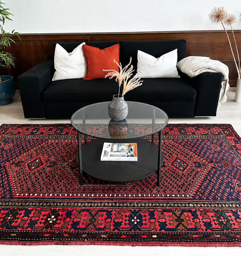 Tuserkan Teppich ca. 243 × 132 cm – dunkelblau & rot