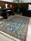 Weramin Teppich ca. 150 × 100 cm – blau/petroleum & ausdrucksstark
