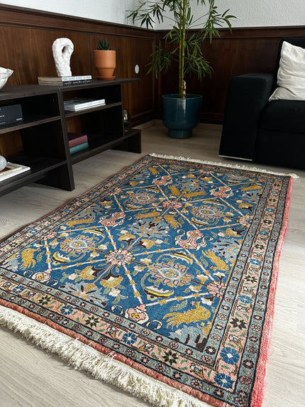 Weramin Teppich ca. 150 × 100 cm – blau/petroleum & ausdrucksstark