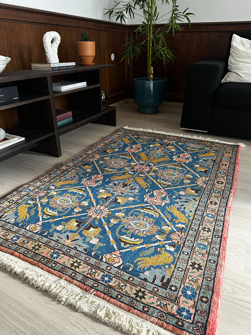 Weramin Teppich ca. 150 × 100 cm – blau/petroleum & ausdrucksstark
