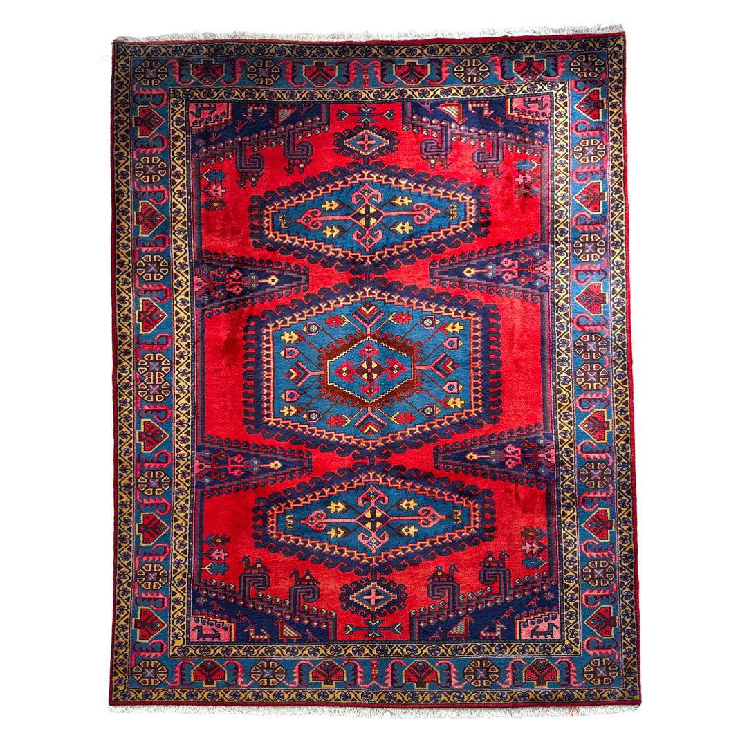 Wiss Teppich ca. 300 × 200 cm – rot/grau & geometrisch