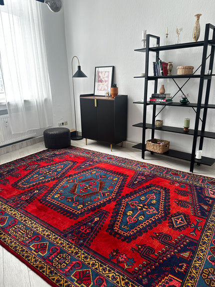 Wiss Teppich ca. 300 × 200 cm – rot/grau & geometrisch
