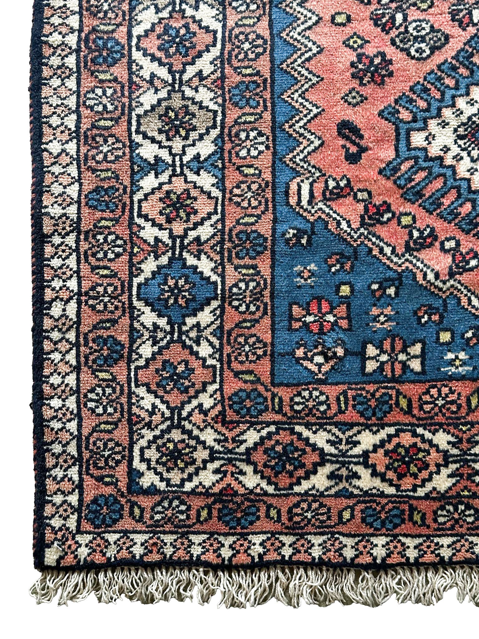 Yalameh Teppich ca. 150 × 100 cm – blau/rosa & geometrisch