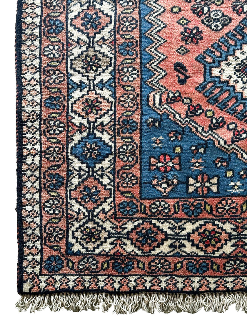 Yalameh Teppich ca. 150 × 100 cm – blau/rosa & geometrisch
