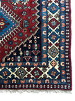Yalameh Teppich ca. 150 × 100 cm – rot/blau/creme & geometrisch gemustert