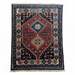 Yalameh Teppich ca. 150 × 100 cm – rot/blau/creme & geometrisch