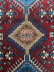 Yalameh Teppich ca. 150 × 100 cm – rot/blau/creme & geometrisch gemustert