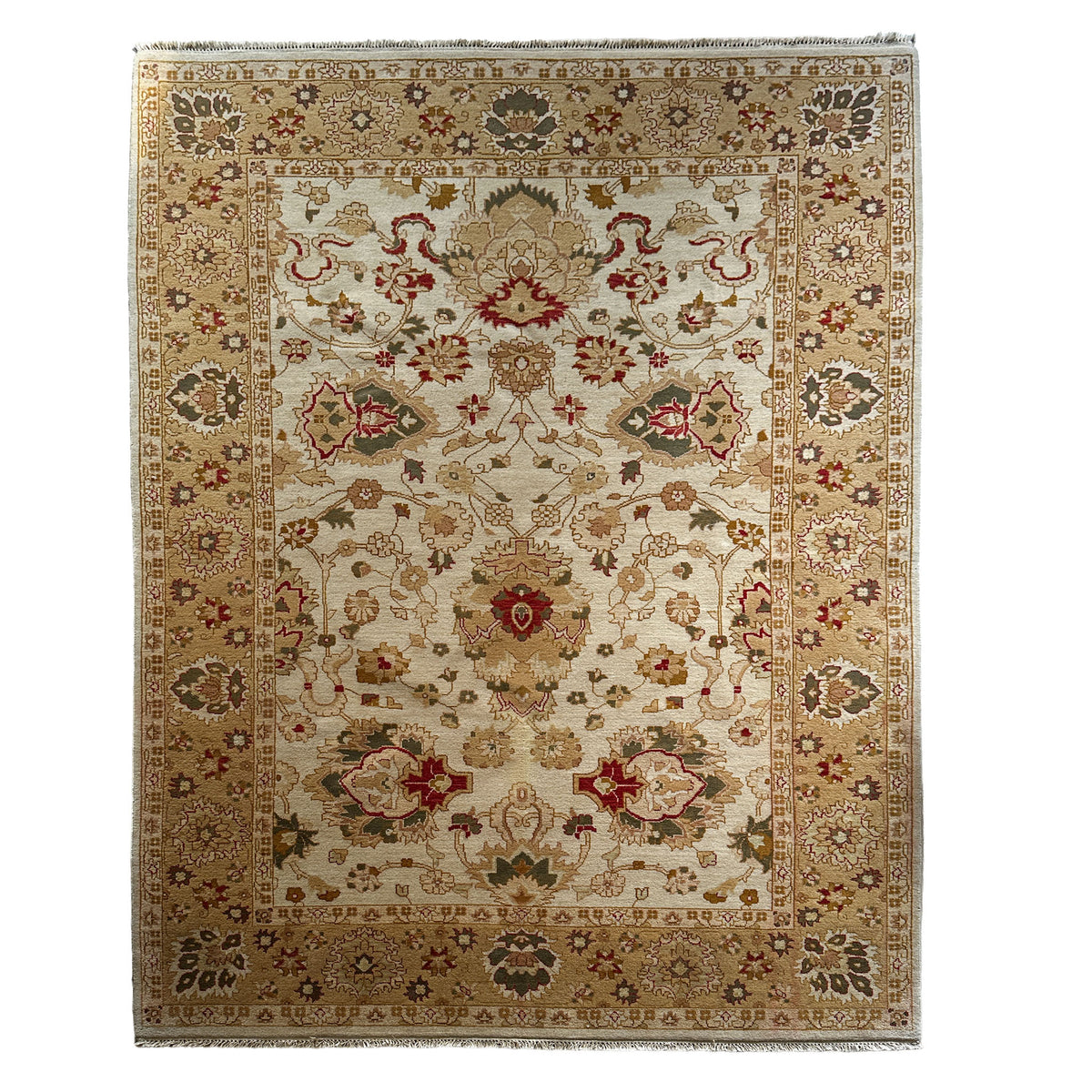 I. Ziegler Teppich ca. 245 × 171 cm – beige & floral gemustert