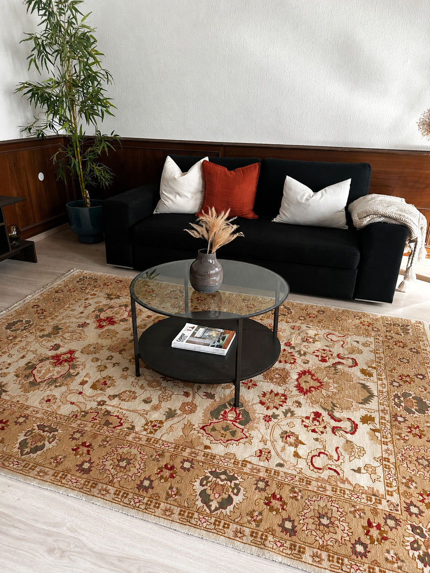 I. Ziegler Teppich ca. 245 × 171 cm – beige & floral gemustert
