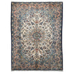 Azad Einrichtungshaus Nadjafabad rug, hand-knotted Persian wool in cream, light blue, and soft rose with medallion and floral pattern.