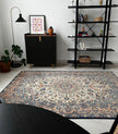 Azad Einrichtungshaus Nadjafabad rug, 250x150cm, hand-knotted wool with cream, light blue, and beige floral pattern.